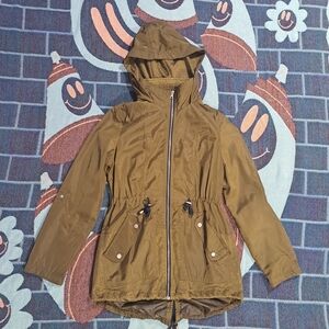 🌈LIGHTWEIGHT OLIVE HOODED JACKET W/DRAWSTRING WAIST-M